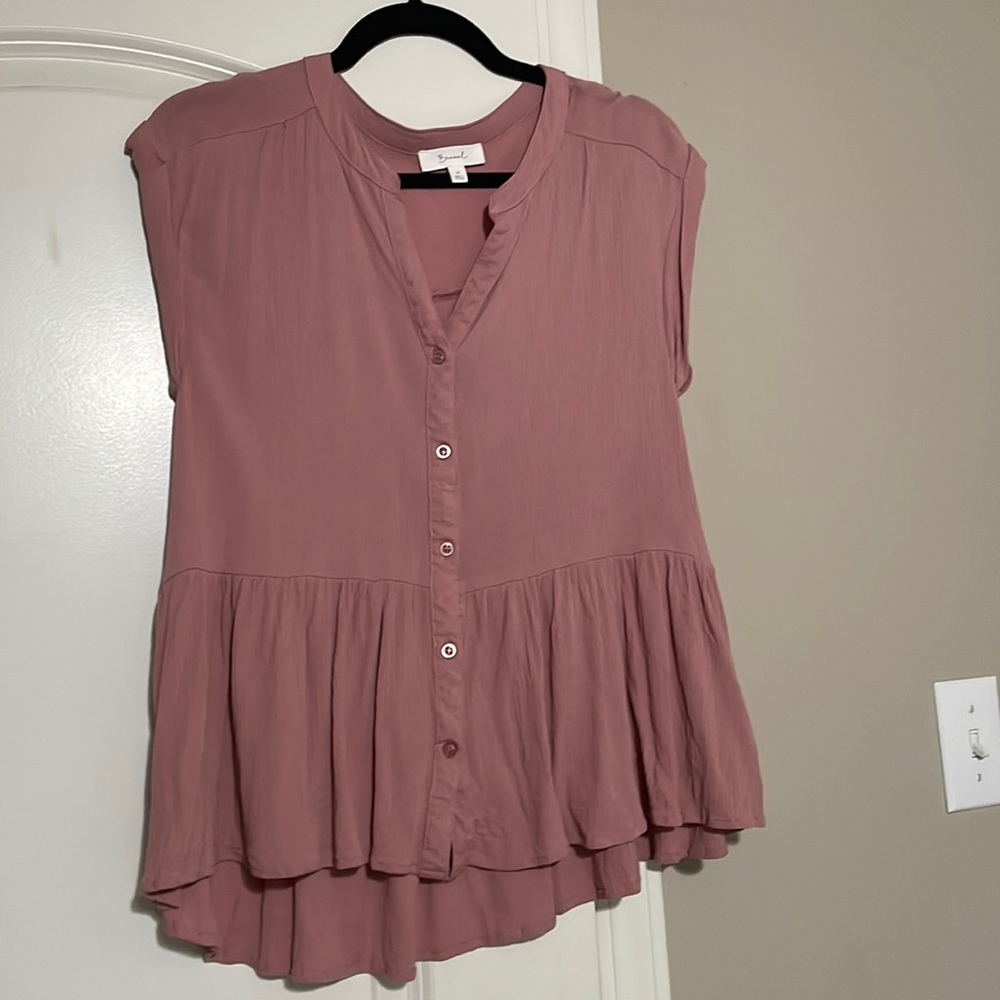 Pink peplum buttoned blouse